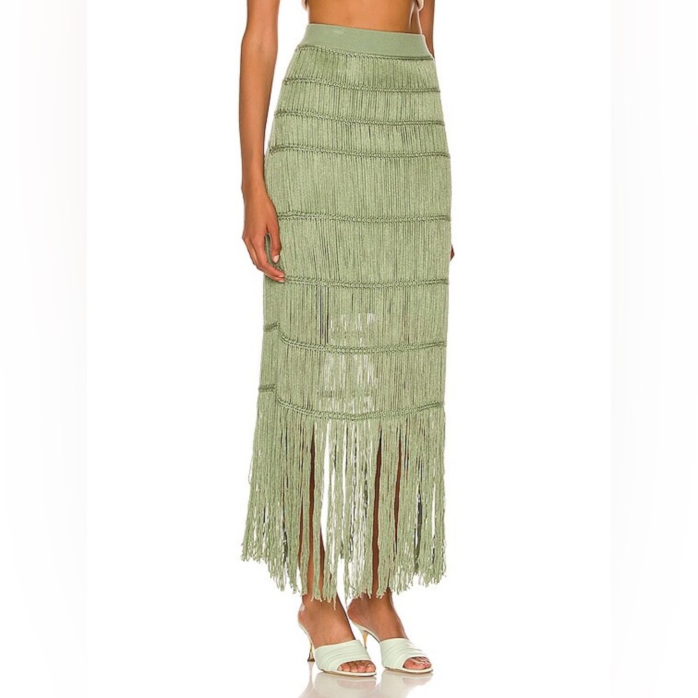 Jonathan Simkhai “Cordelia” fringe midi skirt